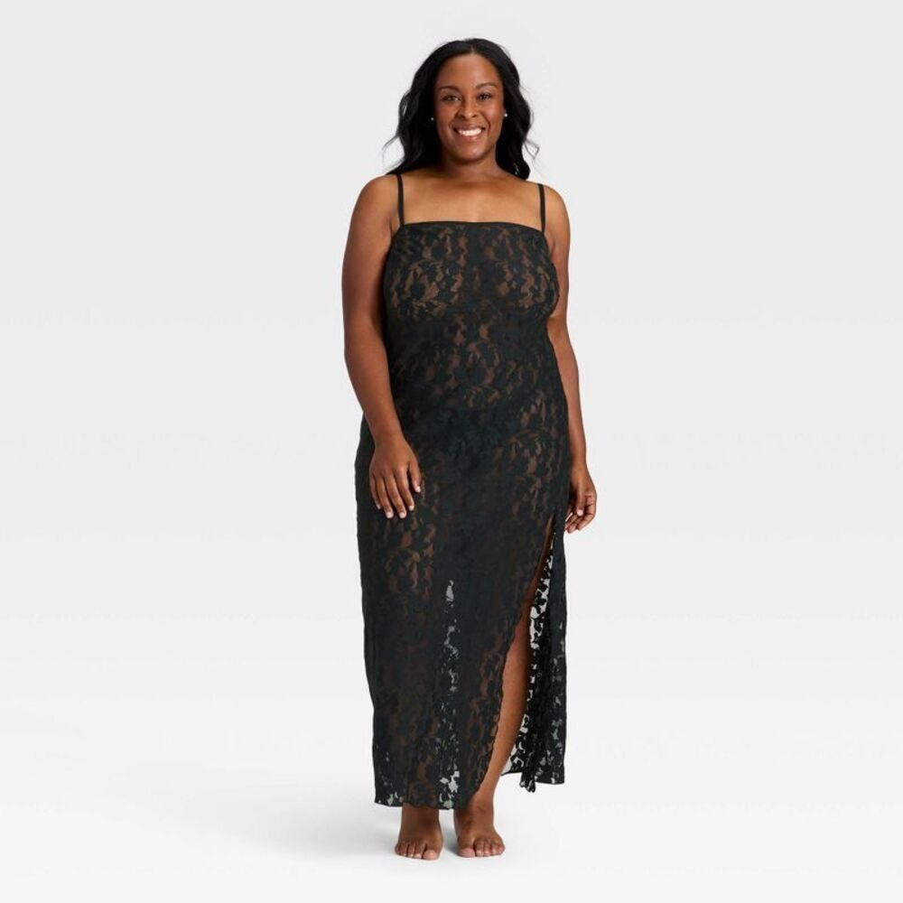 Women's Shadow Floral Lingerie Slip Dress - Auden Black XXL